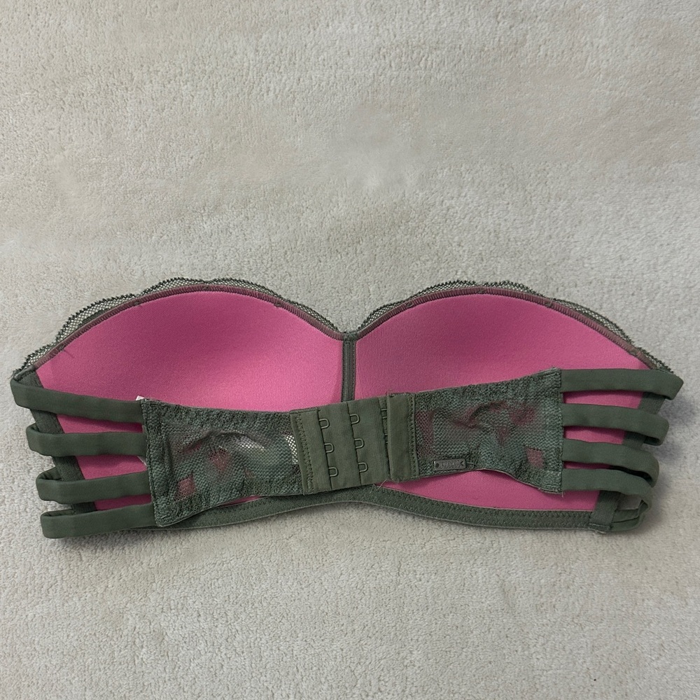 PINK Victoria's Secret Floral Lace Bandeau in Olive Green - Picture 2 of 6